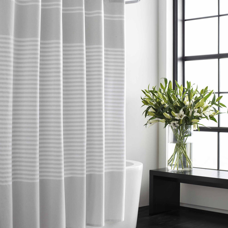 Seersucker Striped 100% Cotton Shower Curtain