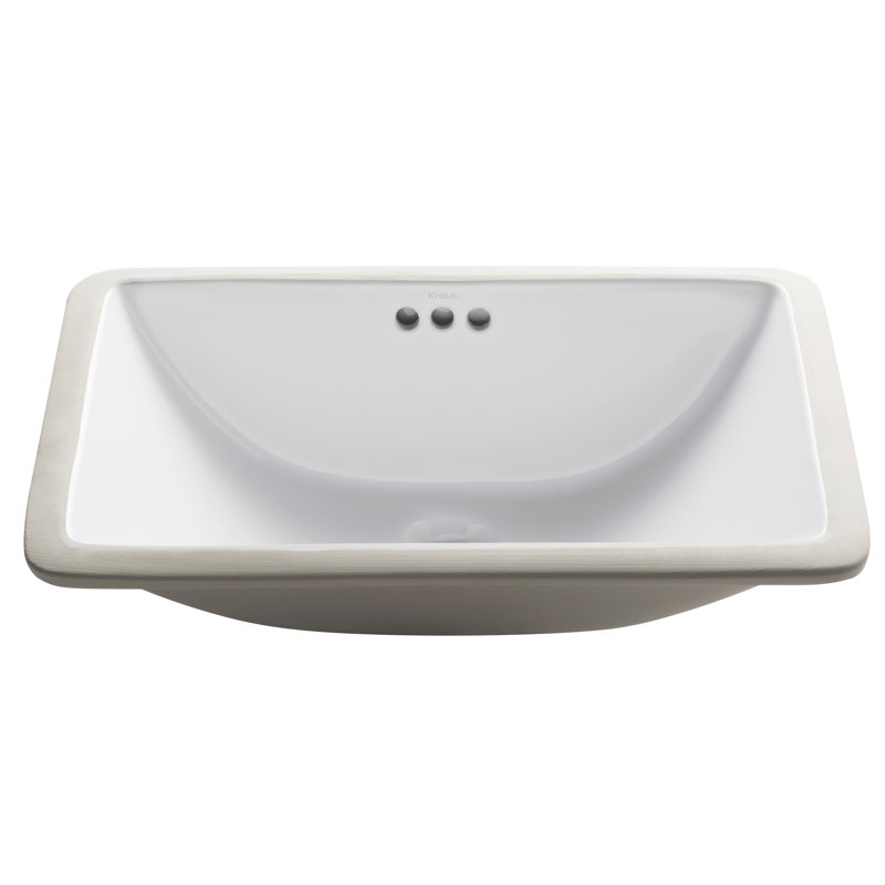 White Vitreous China Rectangular Undermount Bathroom Sink, 20 7/8 in