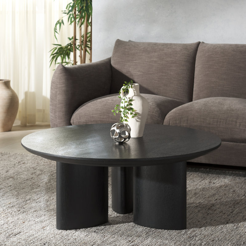 Barnard Round Wood Coffee Table, Black