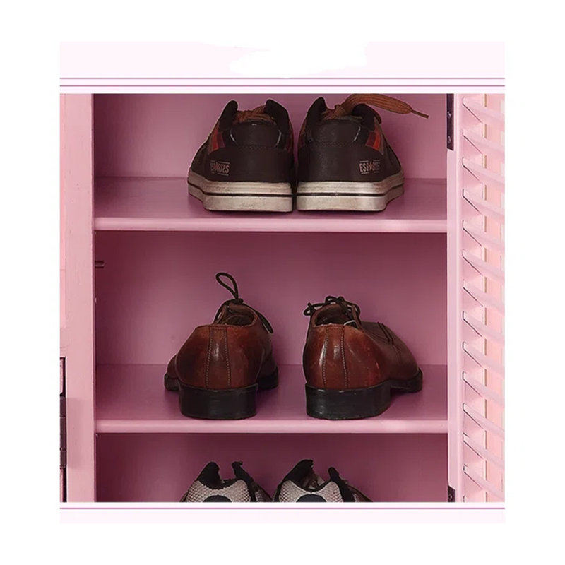 Banc de rangement à chaussures en bois massif Country Country, Rose