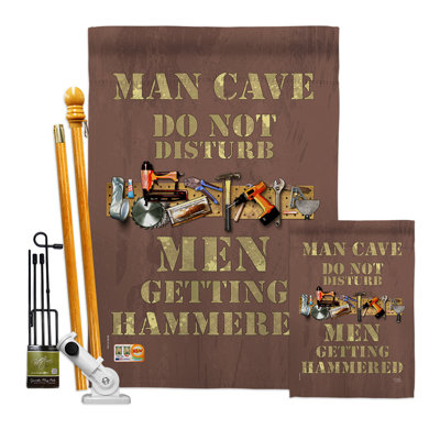 Man Cave Men Getting Hammered - Impressions Decorative 2-Sided Polyester 40 x 28 in. Flag Set