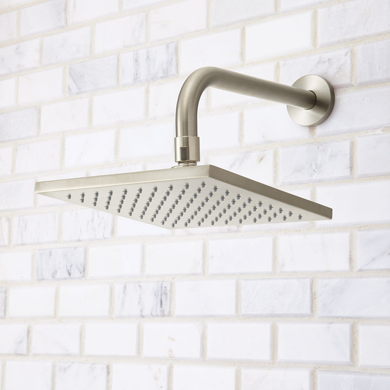 Kubos 2.5 GPM Rain Shower Head, Brushed Nickel, 1.75