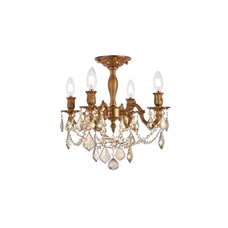 Ashmin Flush Mount, French Gold / Golden Teak (Smoky) / Royal Cut