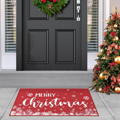 Christmas Non-Slip Washable Rug – Soft Short Pile Carpet with Reinforced Edges – Collapsible Area Rug for Living Room, Bedroom, Dining – Red, Multiple Sizes