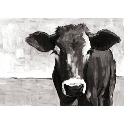 Black And White Cow Painting - Wrapped Canvas Art Prints