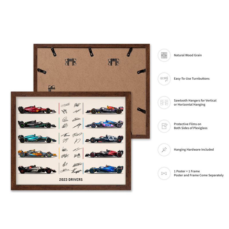 Pilotes de course n ° 2, 24"H x 32"W, Poster, Brown Framed