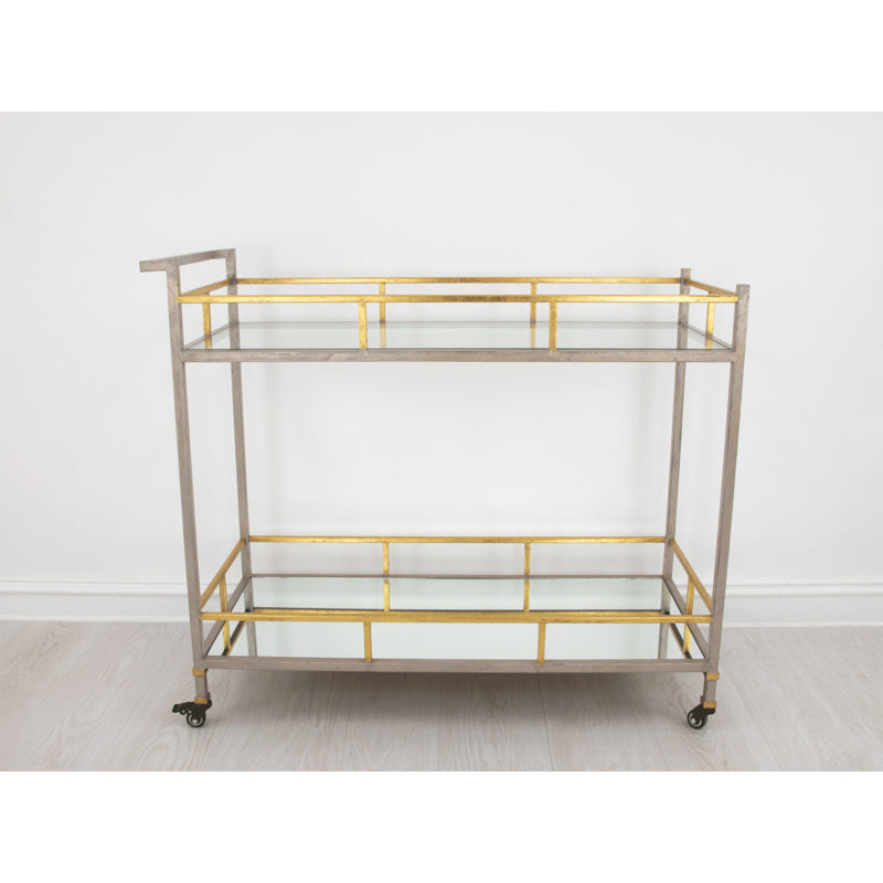 Melody Serving Cart, Antiqued Champagne/Gold Leaf
