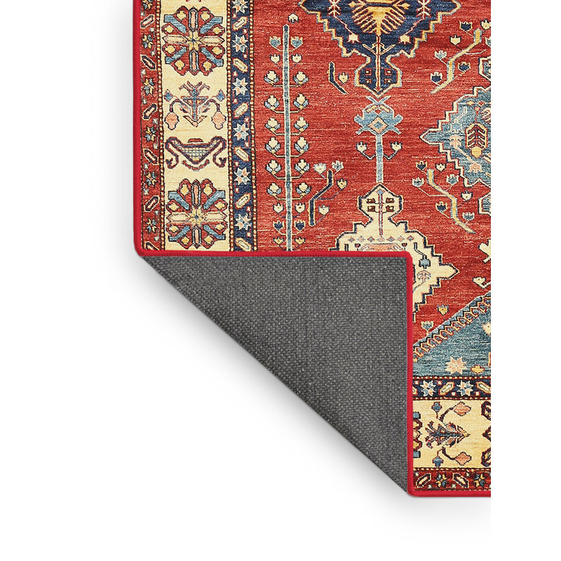 Tapis en laine rouge / beige, Rectangle 5 pi x 7 pi
