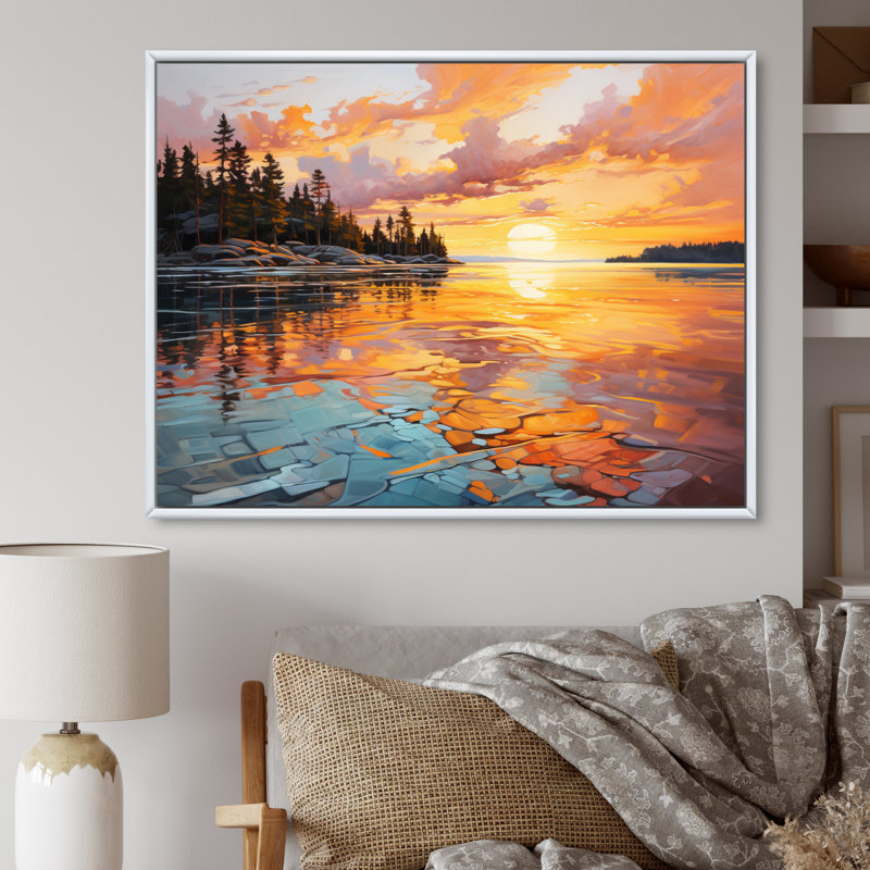 Writhlington Canada Morning Reflections II sur impression sur toile, Cadre flottant blanc, H 16 po x l 32 po x P 1 po