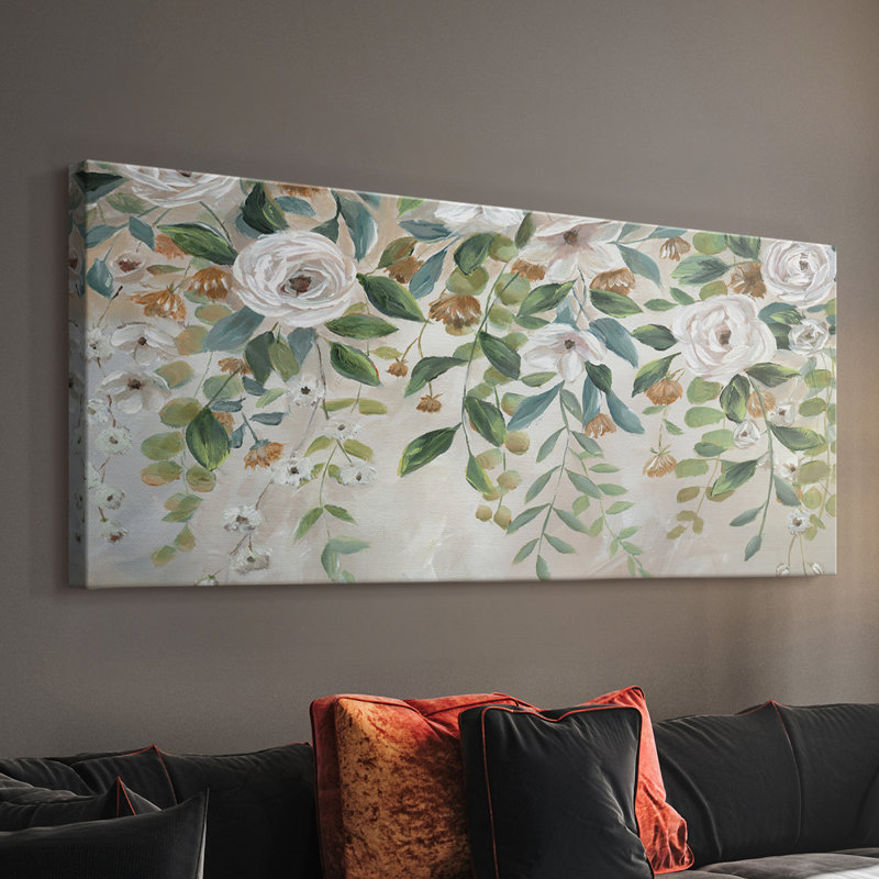 Fleurs en cascade - Toile tendue avec châssis - Prêt à accrocher, H 12 po x l 30 po