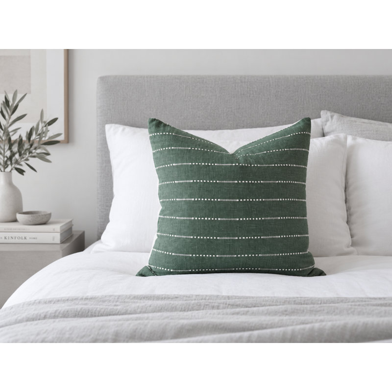 Sundara Threads Handwoven Cotton Boho Decorative Pillow Cover, 16"H x 16"W, Green, Square