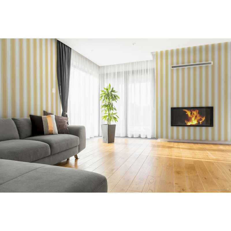 Italian Classics 4 Stripe 3D Embossed Wallpaper Roll, Gold