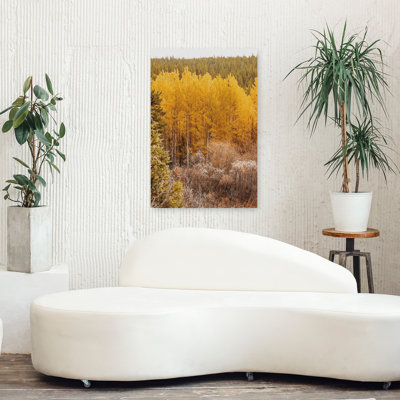 The Abyss Trail Aspens Serene Vibrant Abstract Autumn Forest, art mural
