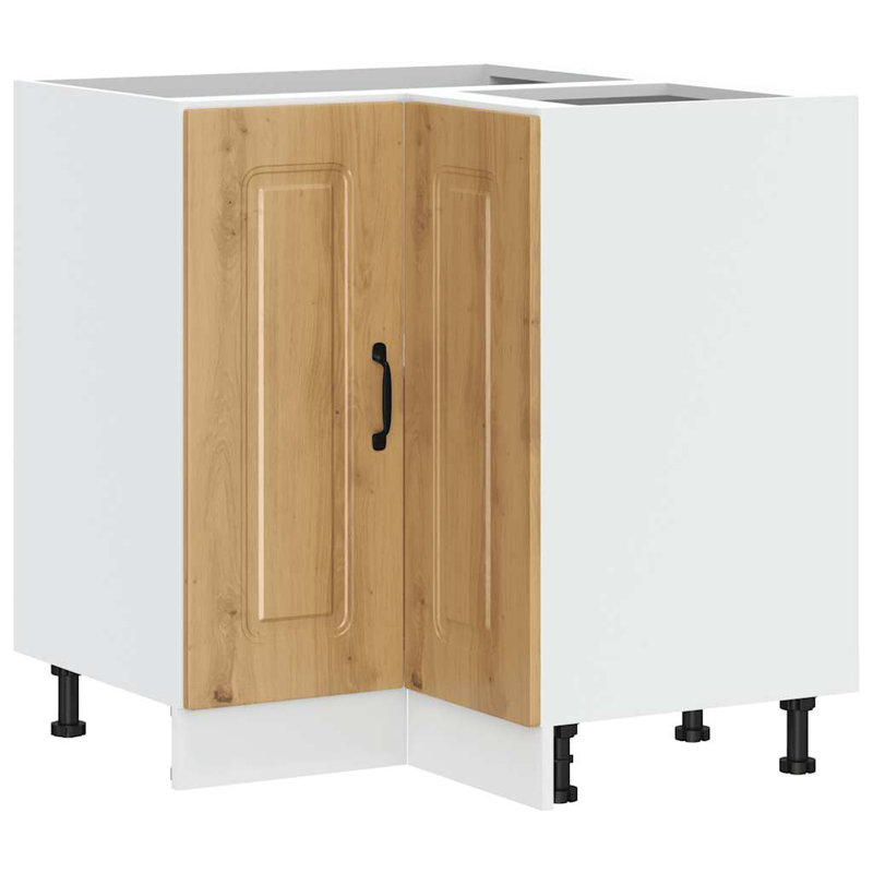 Kitchen Corner Base Cabinet Kalmar High Gloss Engineered Wood, Artisan Oak