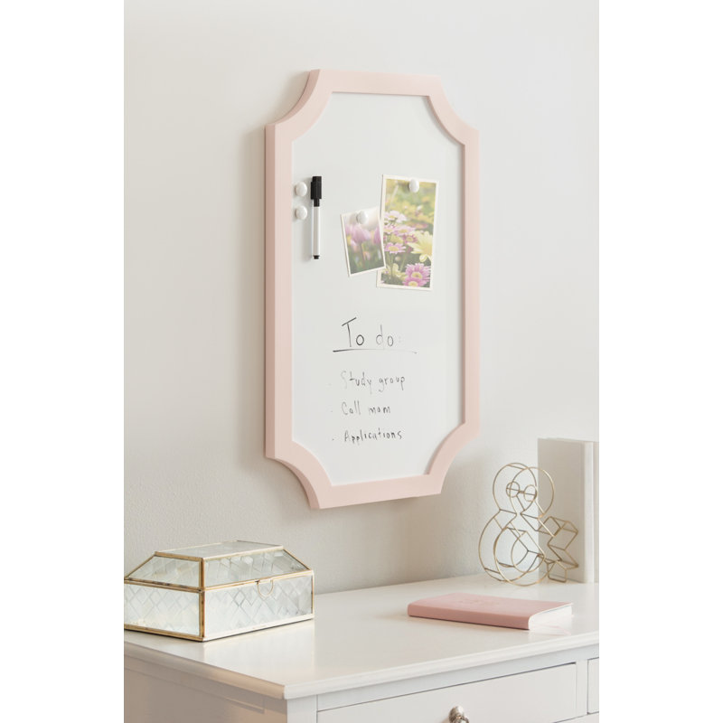 Holbrook Pink Wooden Framed Magnetic Dry-Erase Board with Marker
