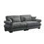 Canapé de réception 2 places en velours gris moderne avec accoudoirs renforcés, coussins de taille et coussins décoratifs-1431002572