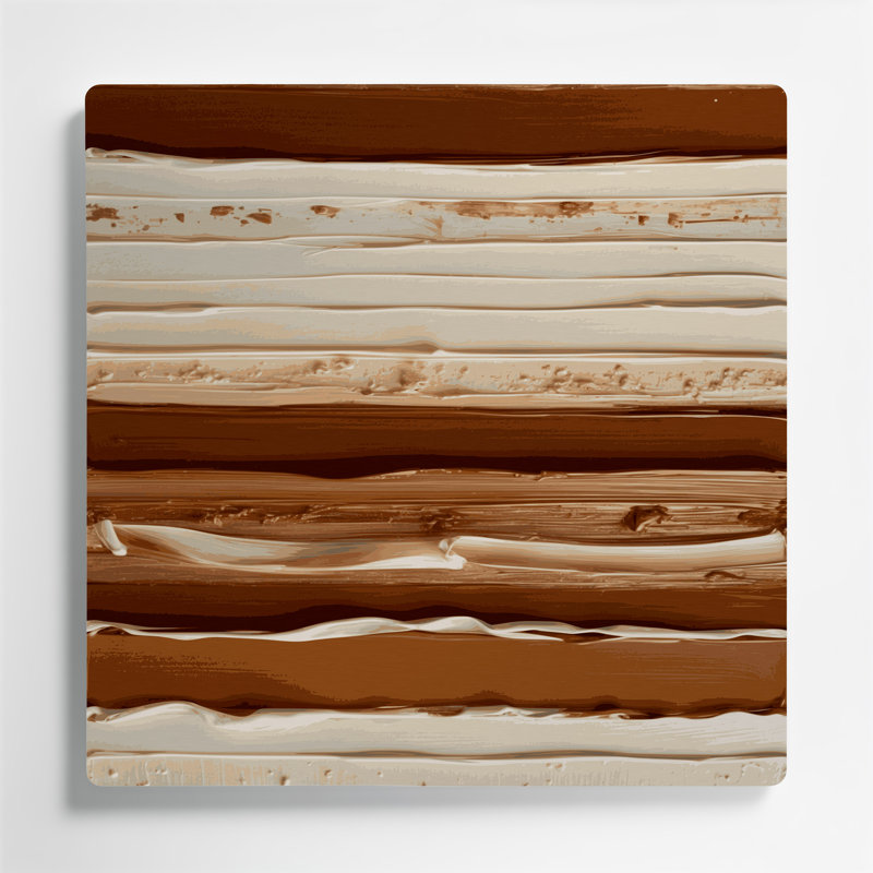Art mural en métal beige cannelle DiagonalStripes, H 12 po x l 12 po