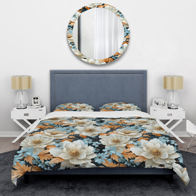 Ensemble de housse de couette Industrial Ivory Fusion Floral, Housse de couette pour très grand lit et 2 très