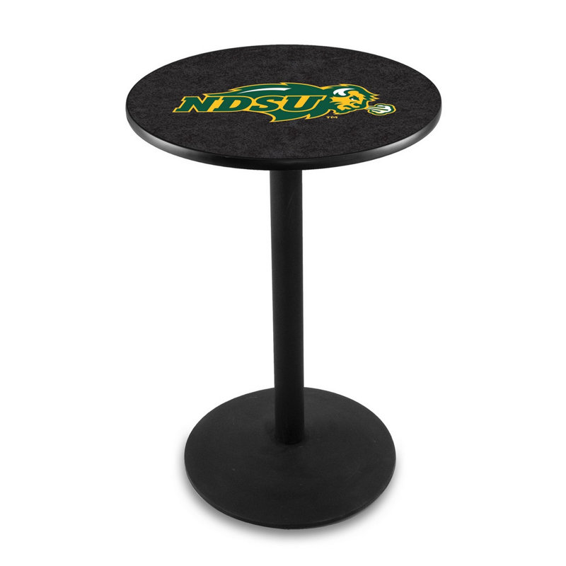 Round Metal Base Dining Table, Black Wrinkle, North Dakota State University - Black
