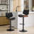 Walnut Bentwood Bar Stools With Black Leather, Adjustable Height, 360° Swivel For Kitchen And Dining Areas-1184985035