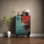 Walnut Storage Cabinet with 5 Solid Wood Drawers