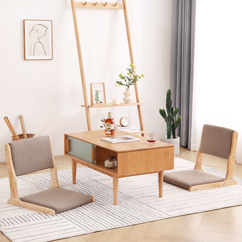 Chaise de sol pliable Tatami, Taupe / Naturel, 2