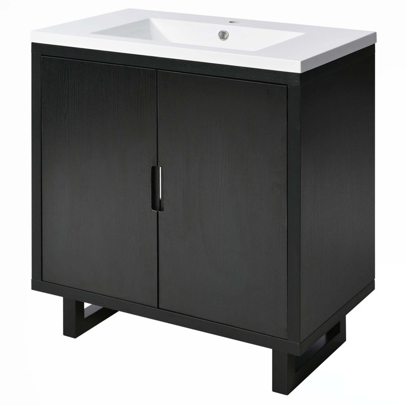 30" Bathroom Vanity Set With Sink, Black