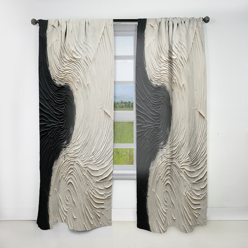 Minimalism Black And White Paint Reunion - Nautical Room Darkening Coastal Curtain - 1 Panel, L 52 po x L 108 po