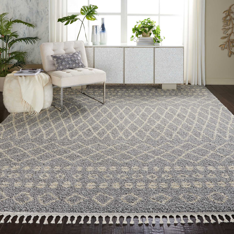 Tapis argenté Denver Tribal, Rectangle 9 pi 2 po x 12 pi 6 po