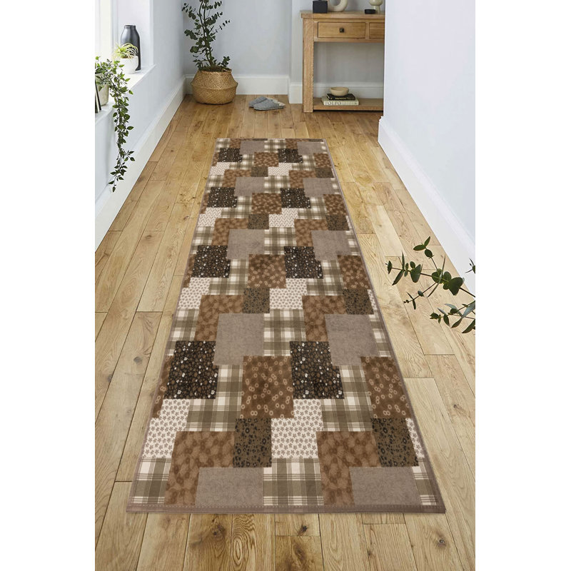 Tapis antidérapant antidérapant à motif patchwork 26 pouces de largeur par pieds, Tapis de couloir 2 pi 2 po x 22 pi