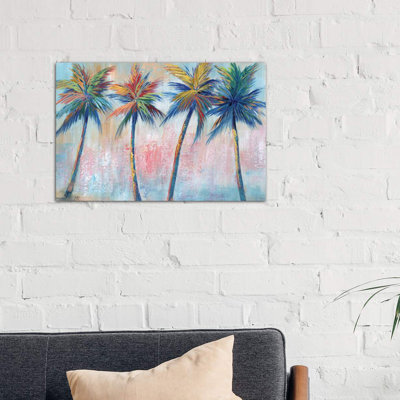 Color Pop Palms 1 Piece Wrapped Canvas Painting