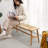 Solid Oak Wood Bench With Woven Seat-1116266793-1108386012