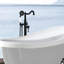 Robinet de baignoire autoportant avec douche à main, pomme de douche amovible en métal noir mat