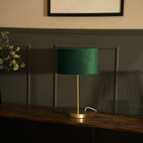 Dadiva Brushed Chrome Stem Table Lamp with Grey Velvet Reni Shade