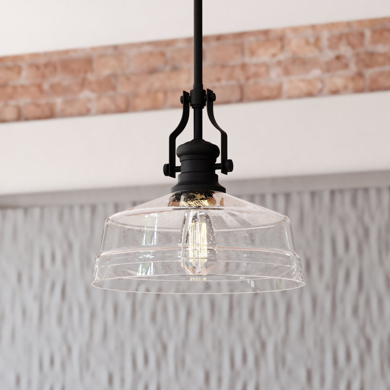 Manville 1 - Light Dome Pendant, 17" H x 12" W x 12" D, Black