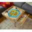 Table de jeu Rustic Byo avec plateau en verre trempé et tiroir de rangement caché -  Mesure 25 x 25 po