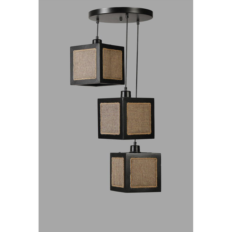 Chandle Chandelier, Rattan/Black