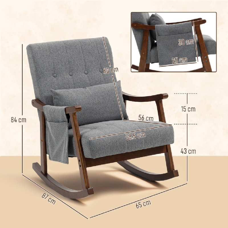 Upholstered Side Chair, Grey/Walnut