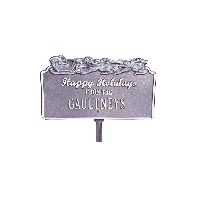 Happy Holidays Garden Stake, Yes, Pewter/Silver