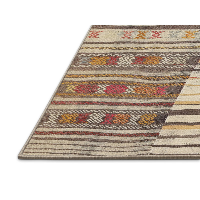 Tapis contemporain gris / noir / rouge, Rectangle 7 pi x 9 pi
