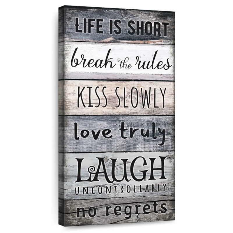 Life Is Short, typographie, H 30 po x l 15 po