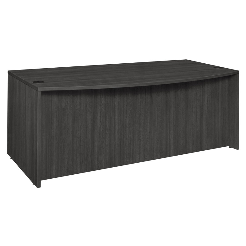 Ash Grey 71" Executive Laminate Wood Bowfront Desk