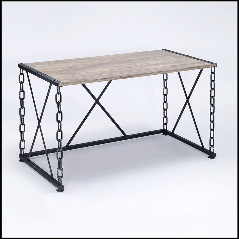 Rustic Oak and Antique Black Rectangular Console Table with Spacious Storage, Perfect for Modern and Traditional Homes