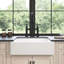 Évier de cuisine blanc, L 24 po x l 19 po, façade à tablier, céramique, bols profonds pour la vaisselle, cuisson à haute température, teinture, évier en céramique de style moderne L 19 po avec bols, durabilité au feu et facile à gratter