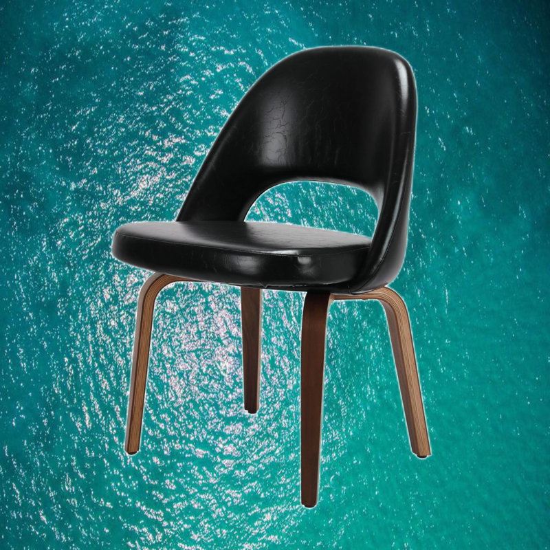 Chaise d'appoint en cuir Janyne, Noir