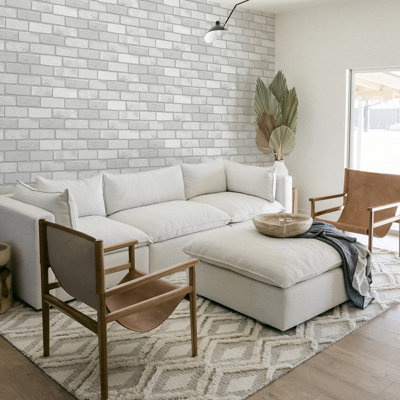 Irving White Diamond Brick Wallpaper