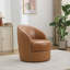 Fauteuil d'appoint pivotant en cuir brun clair, pivotant à 360 ° et fauteuil Mid-Century moderne pour salon / bureau-1055513770