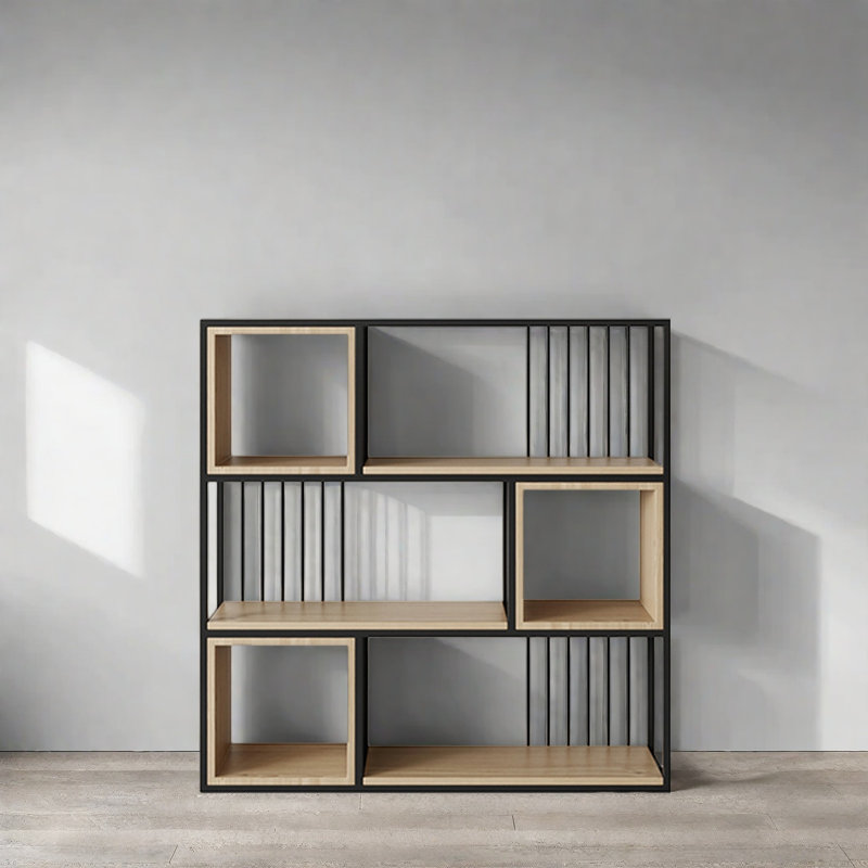 Une bibliothèque de style roman et artistique, (3 tablettes) H 47,2 po x l 47,2 po x P 9,8 po, Noir / brun