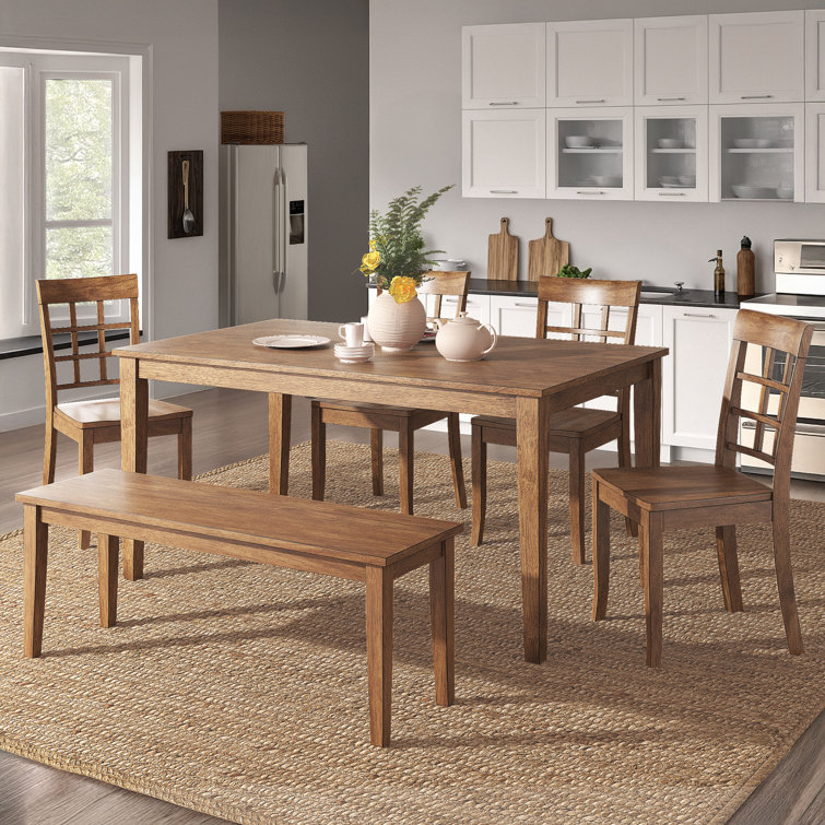 Alexa-Mae 6 - Person Solid Wood Top Four Leg Dining Set