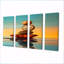 «Zen Stones Turquoise Sky Sunset Glow», art mural sur toile méditation 4 pièces-2026211120